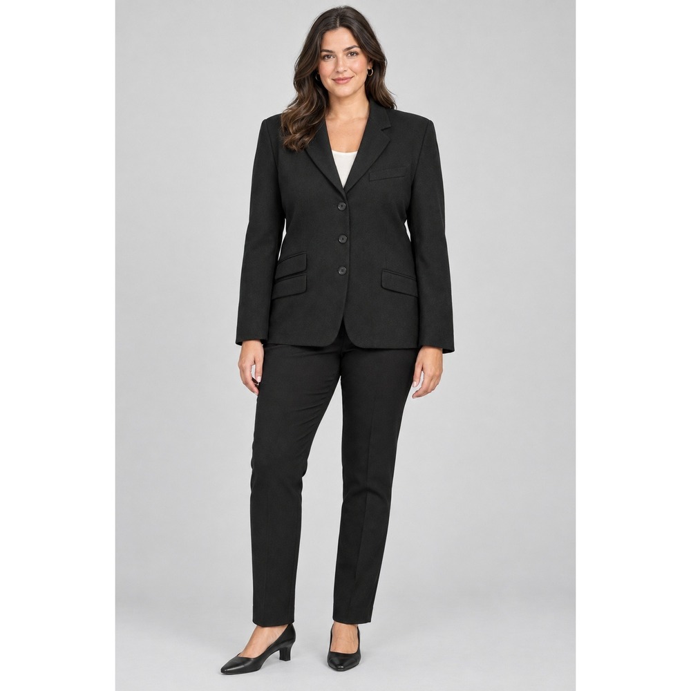 Lauren Ralph Lauren Womens Black Wool Blend 3-Button Blazer Jacket Size 12